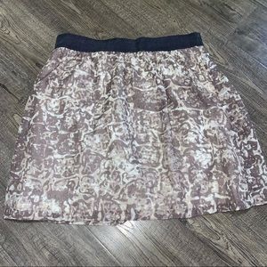 Ann Taylor Loft Brown Cream Full Skirt Knee Length Women's Medium